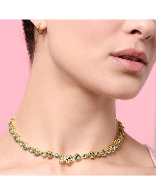 Cloud Haven Metallic Heart Crystal Logo Necklace