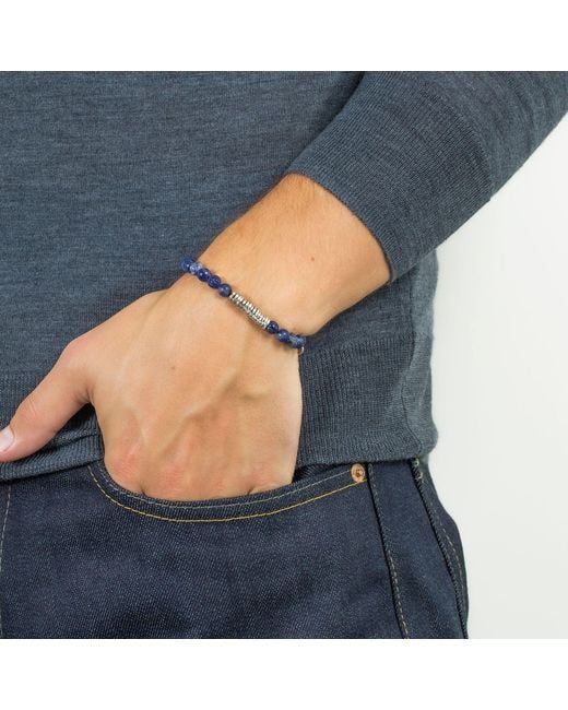 Tateossian Blue Classic Discs Beaded Bracelet for men