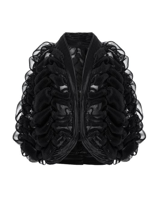 Silvia Serban Black Pleated And Crinkled Tulle Blazer