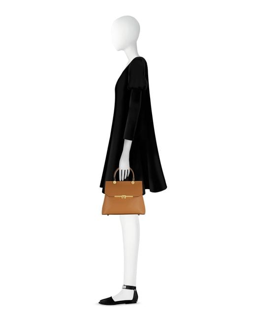 Le Parmentier Brown Atlanta Top Handle Satchel Bag W/Shoulder Strap