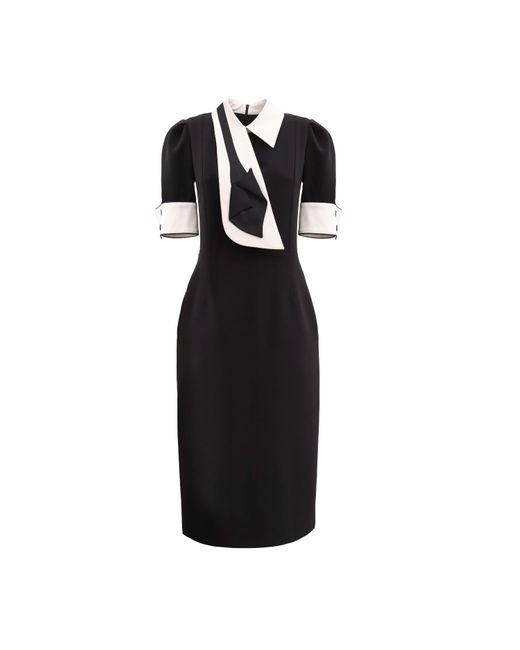 Julia Allert Black Formal Fitted Dress With Collar