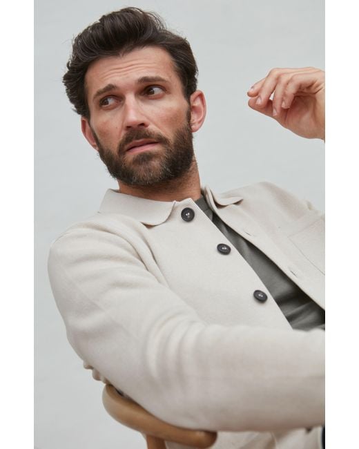 Paul James Knitwear Natural Neutrals Midweight Cotton Benjamin Work Shirt for men