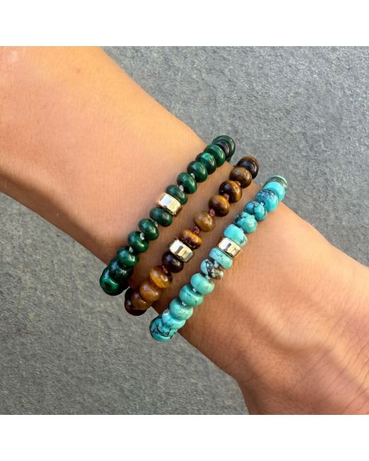 Becket + Quill Metallic Chunky Tiger's Eye Beaded Bracelet