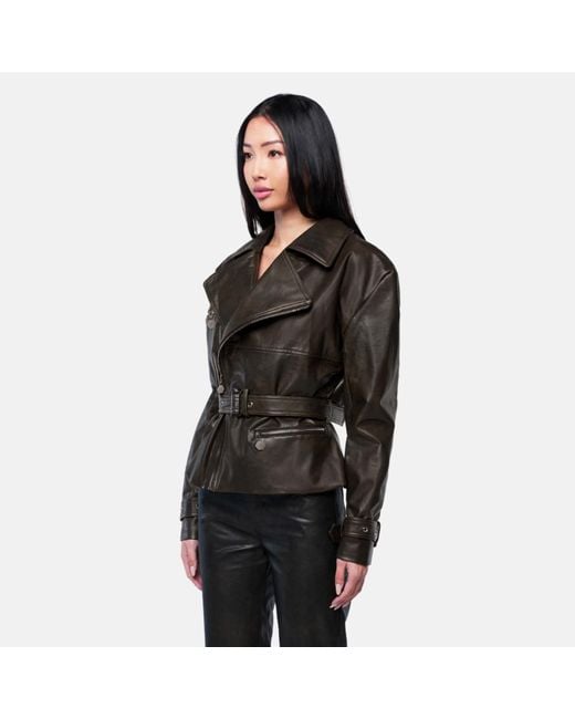 OW Collection Black Daphne Faux Leather Jacket