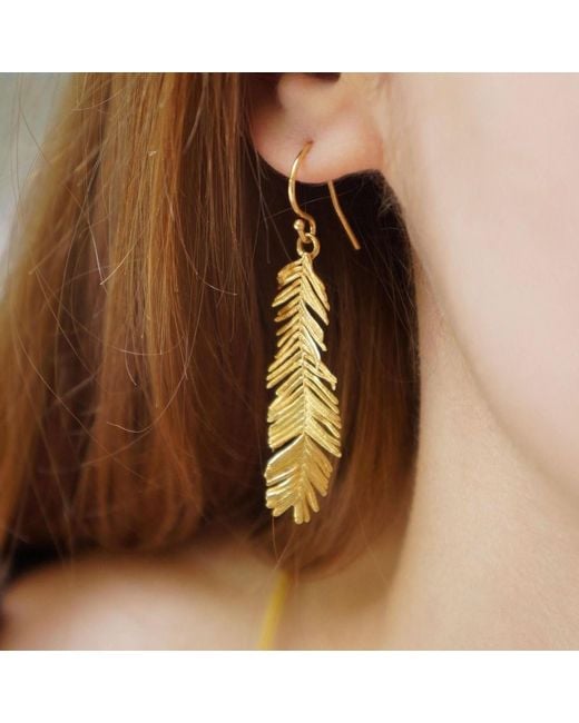 Mother Nature Jewelry Metallic Acacia Leaf Earrings, Handmade Dangles