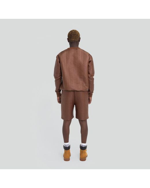Maui X Lolita Brown Manley Vegan Leather Shorts Set for men
