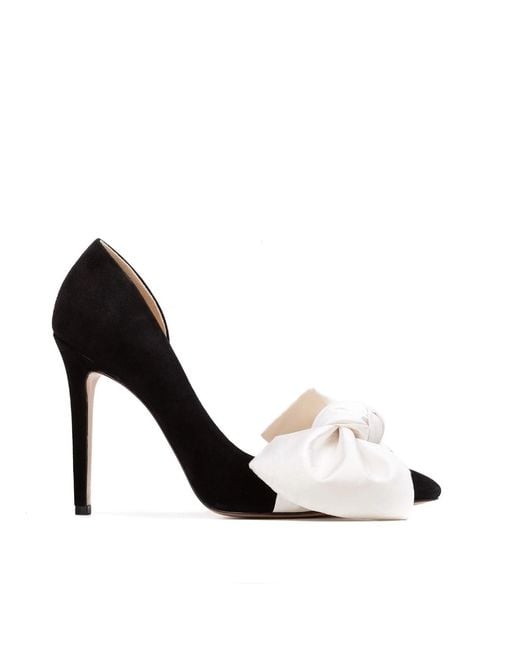 Ginissima Black Samantha Suede And Oversized Satin Bow Open Sided Stiletto