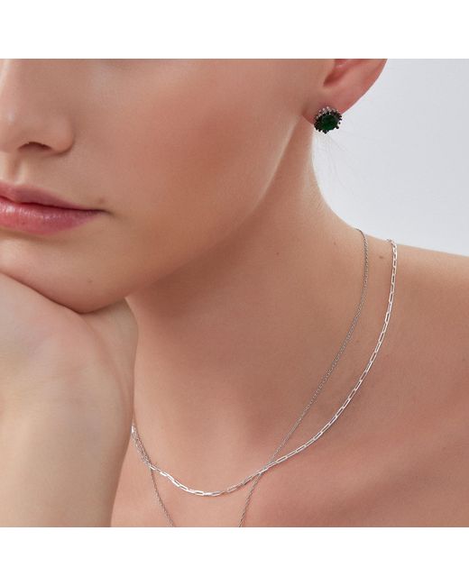 Spero London Metallic Rectangular Link Chain Sterling Necklace