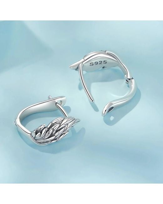 Angel Barocco Metallic Angel Wing Sterling Hoop Earrings