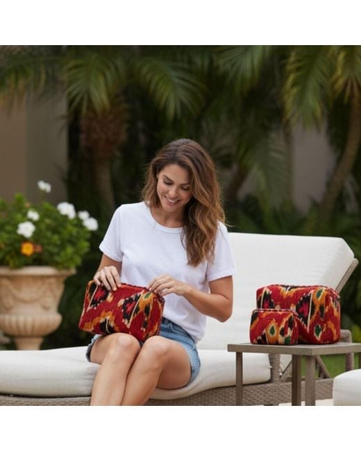 Conscious Yoga Collective Black Ikat Velvet Three Piece Travel Set