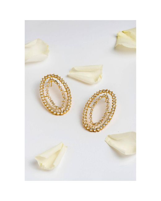 Lavani Jewels Metallic Rivoli White Earrings