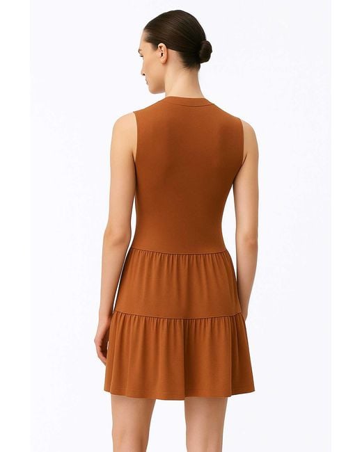 Conquista Brown Cinnamon Micromodal-Blend Jersey Sleeveless Dress