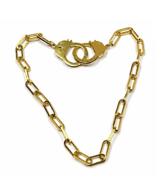 Jagged Halo Jewelry Metallic Love Bond Handcuff Chain Necklace Stainless Steel Plated