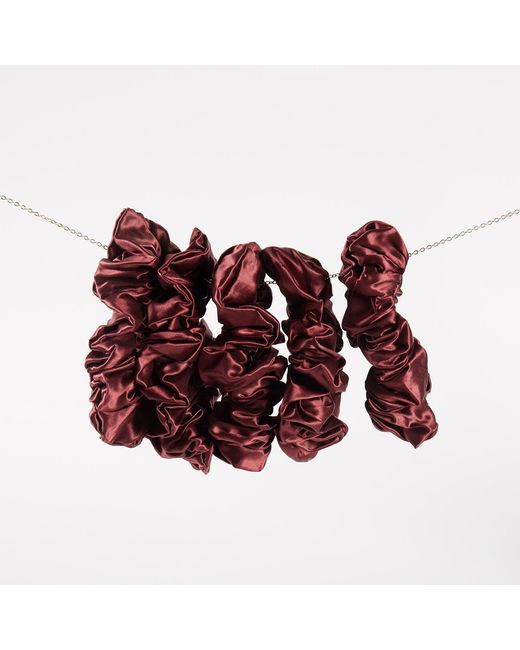 Soft Strokes Silk Red Pure Mulberry Silk Regular Scrunchie Set Of Five