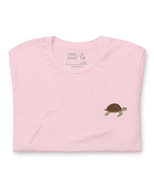 Anchor and Crew Pink Cotton Think Ocean Turtle Aspirations Cotton Embroidered T-Shirt