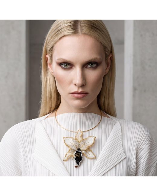 Iliana Arrazola Metallic Orchid Choker, And, Glass Beads, Beaded Jewelry