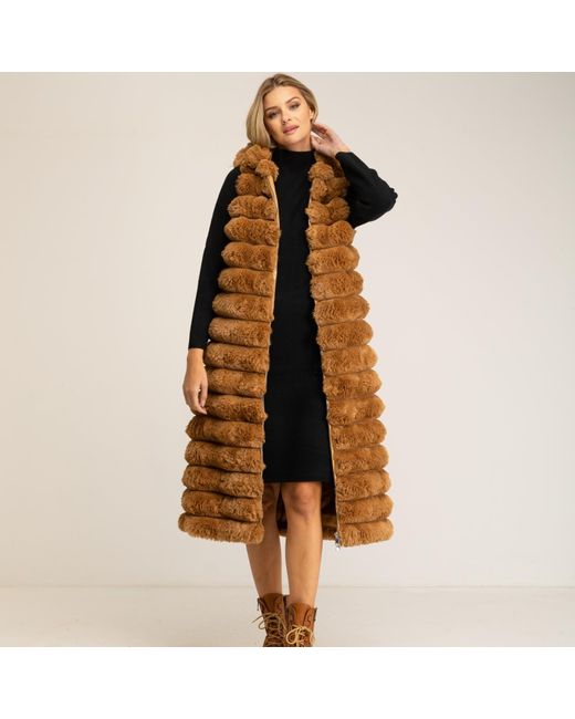 Long fur vest with hood hotsell