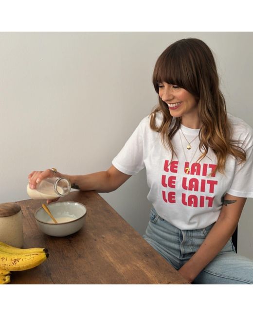 Fanclub White Le Lait Retro Slogan T-Shirt
