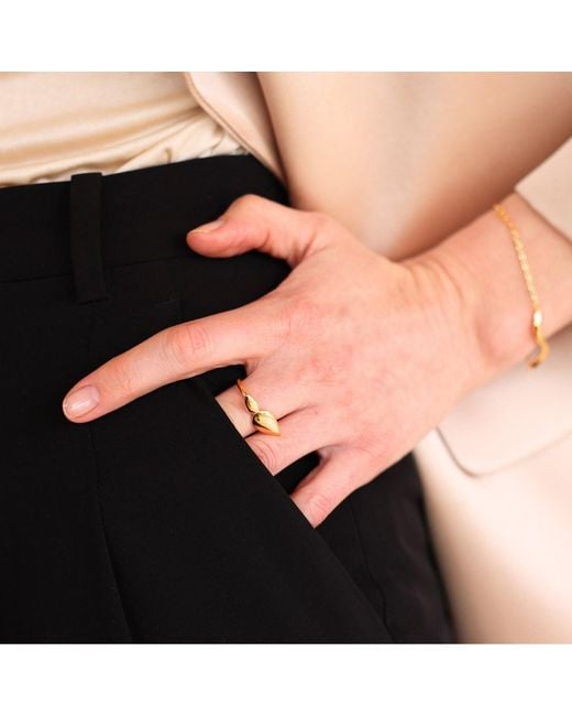 Linda Fiore Metallic Lotus Ring, Small Leaves, 18K