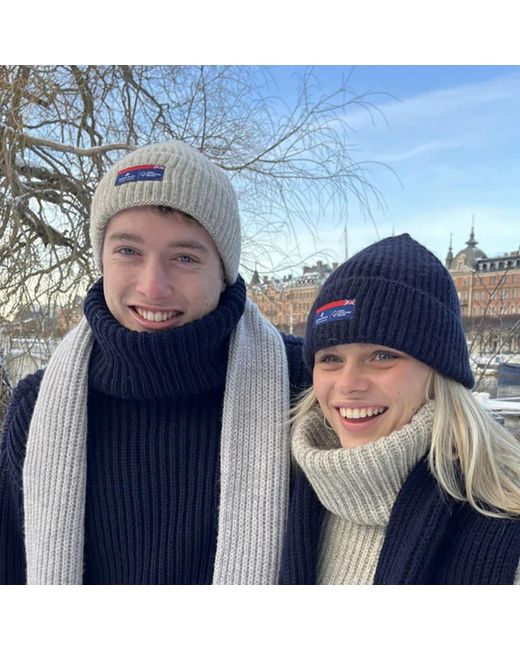 Arthur Beale Blue Maritime Beanie for men