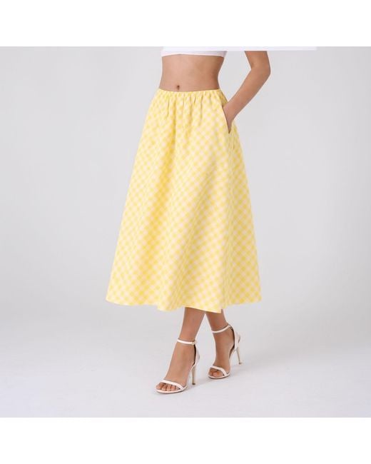 Smart and Joy Pink Cotton Midi Skirt With Pockets