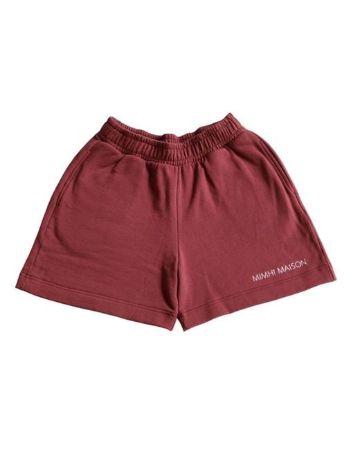 Mimhi Maison Red Oversized Cotton Shorts – Burgundy