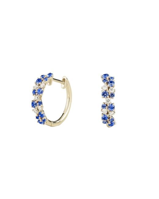Juvetti Blue Starry Huggie Earrings Set With Sapphire & Diamond