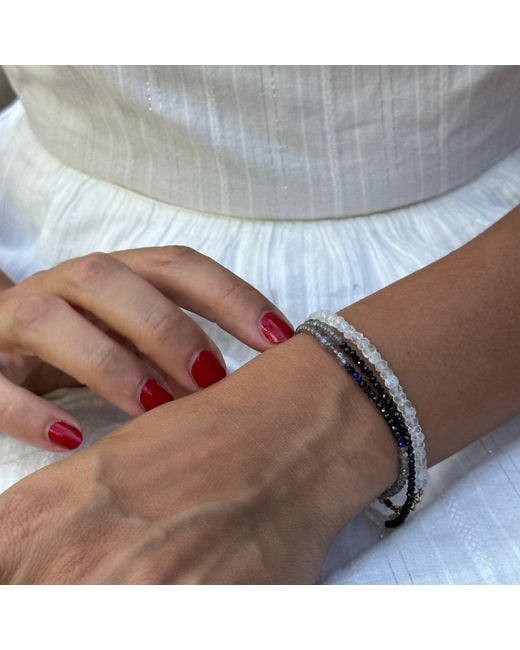 Lori Kaplan Design Metallic Triple Wrap Monochromatic Moonstone, Labradorite, Spinel Bracelet Or Necklace