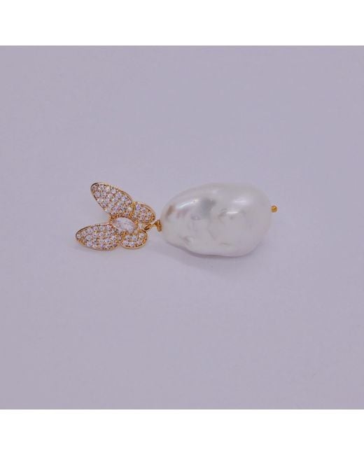 VALERIE CHIC White Sparkle Butterfly Baroque Pearl Earrings