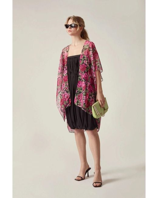 James Lakeland Red Rose Print Kaftan