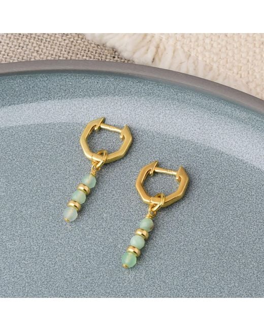 Nellou Jewellery Metallic Linear Huggie Birthstone Earrings May Plated Sterling