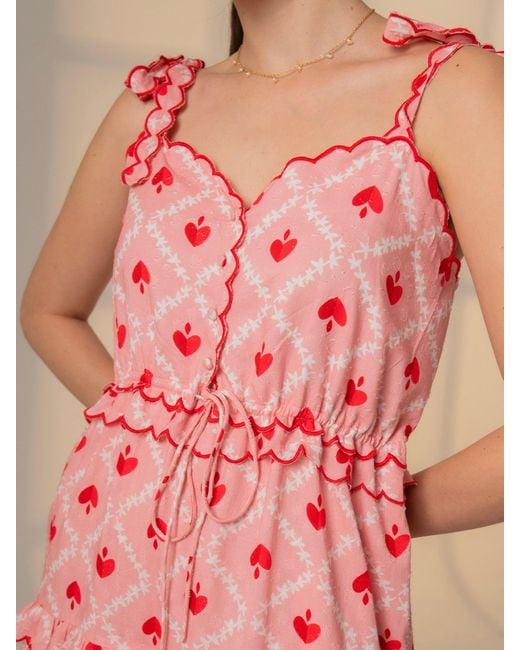 Rose & Nancy Alice Heart Print Tiered Maxi Dress
