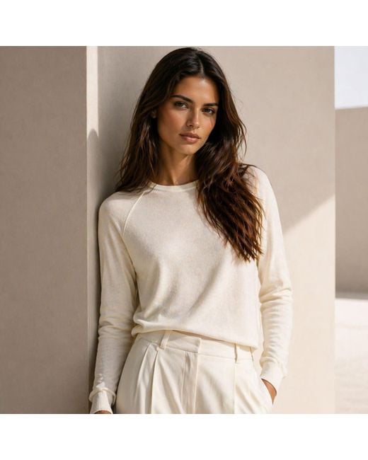 Bel Cashmere White Chelsea Cashmere And Silk Ivory Sweater