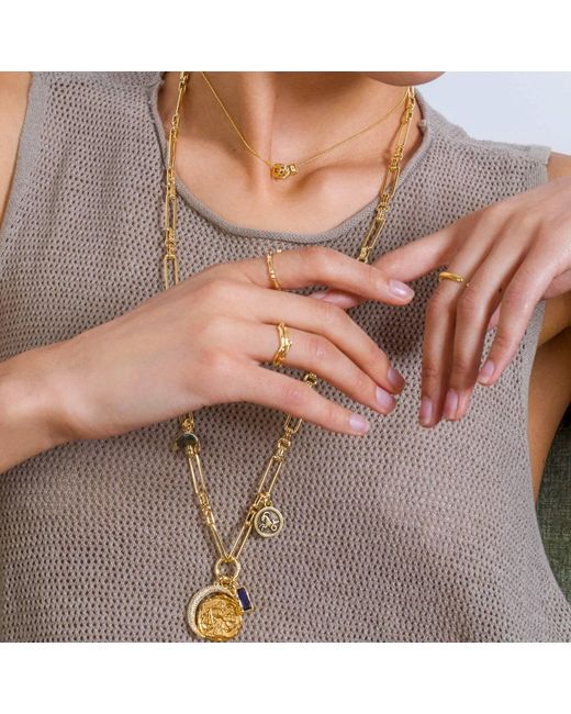 Alexie of Athens Metallic Flat Link Charm Chain Necklace