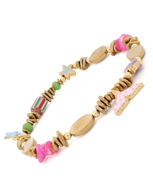 Ebru Jewelry Metallic Pastel Colors Dream Star & Fish Tail Beaded Anklet