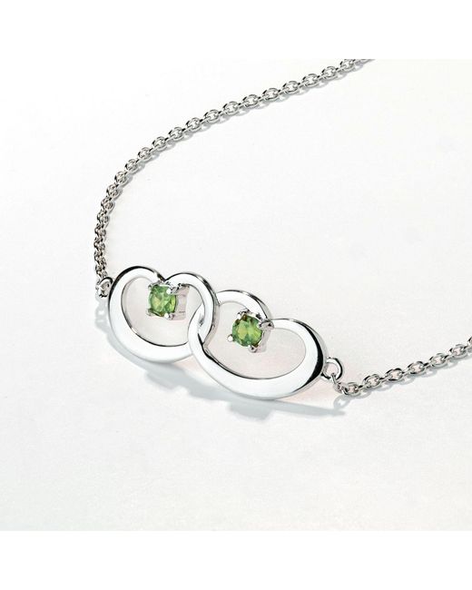 Belinda Jewelz Metallic Peridot Interlocked Hearts Bracelet
