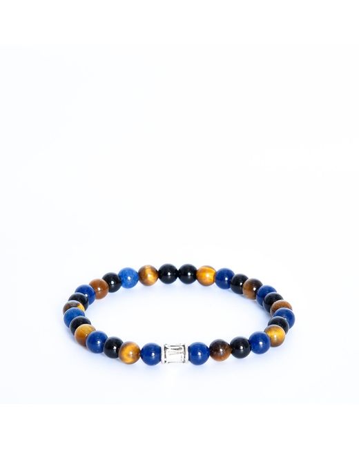 Addicted Blue Relax Sterling Bracelet With Tiger's Eye Agate & Mashan Jade for men