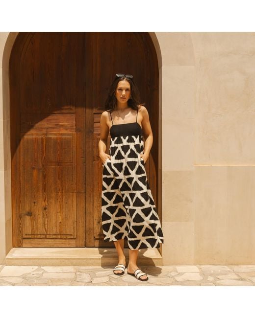 Traffic People Black Broken Promises And Geometric Print Maxi Dress