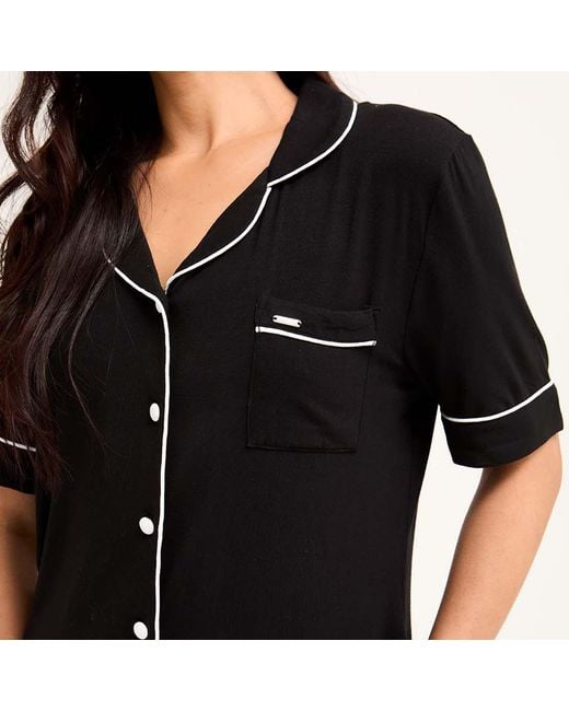 Pretty You London Black Bamboo Shirt Short Set