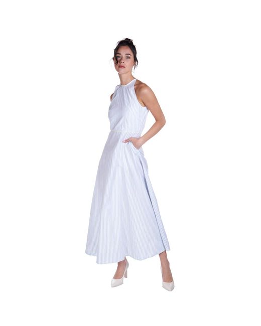 Sofia Tsereteli Blue Striped Cotton Dress