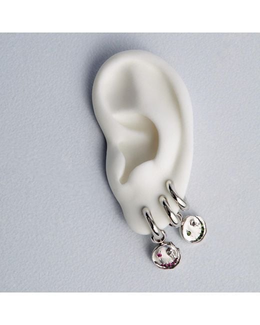 Kasun Metallic Smile Hoop Earrings – April – Diamond