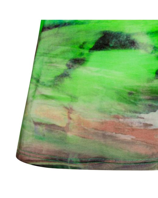 Conquista Green Swirly Print Scoop Neck Top