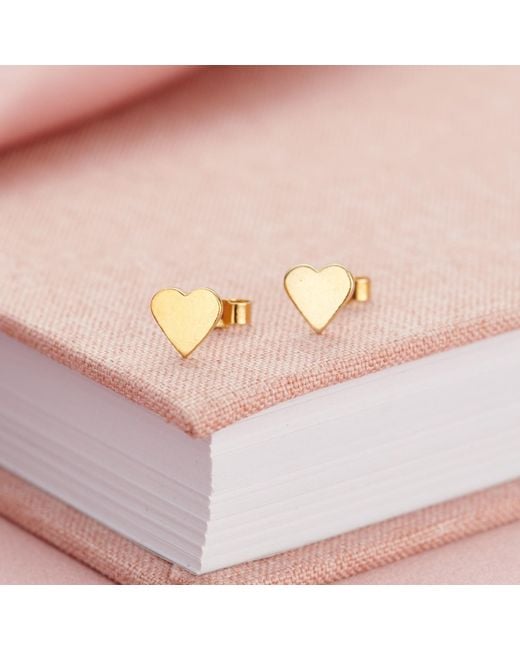 Posh Totty Designs Natural Gold Plated Mini Heart Stud Earrings