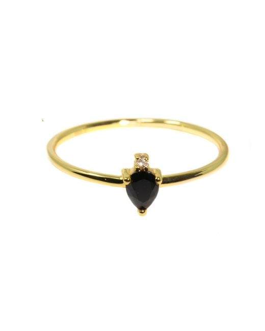 NASI SILVER Yellow Pear Atarah Ring- Onyx & Topaz