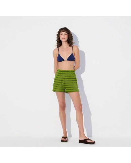 Thisisu Collection Green Solea Striped Knit Beachwear Shorts