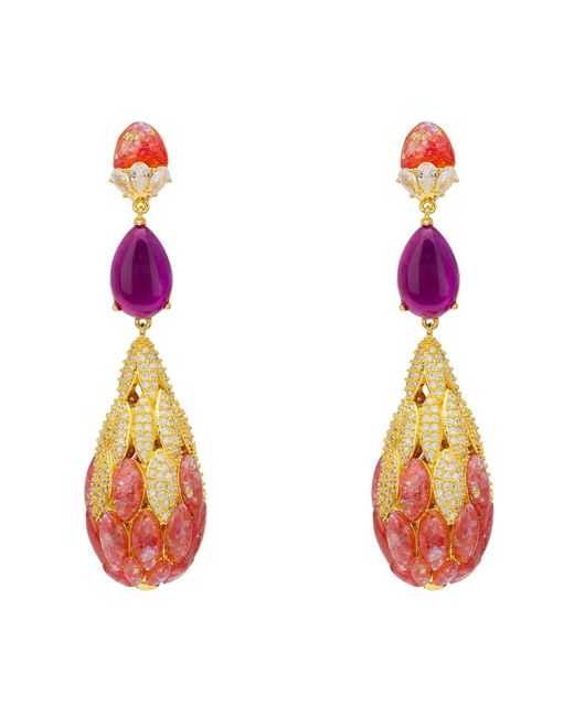 Latelita London Pink Carmen Opal Drop Earrings