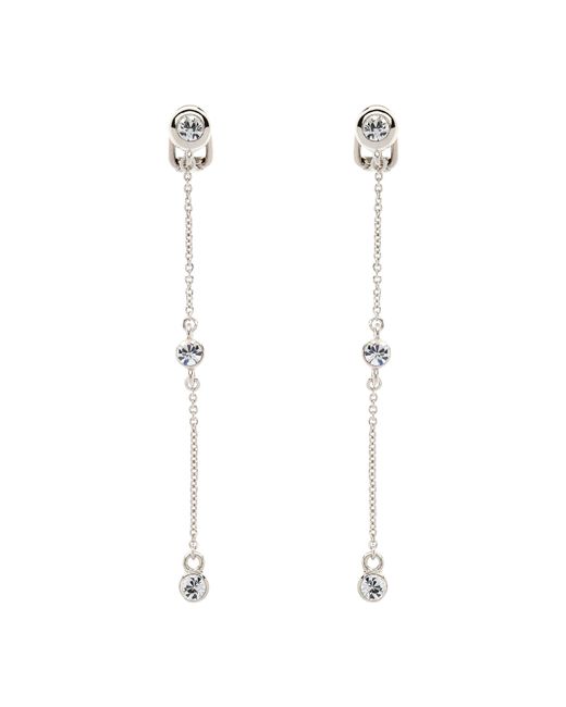Emma Holland Jewellery White Platinum Crystal Droplet Clip Earrings