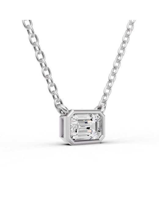 SEREIA OFFICIAL Metallic 14K 0.25 Ct Lab-Grown Emerald Cut Bezel Pendant