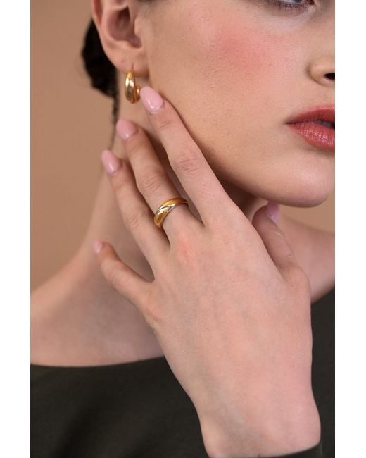 Zynnia Collective Metallic Two Tone Slit Dome Ring