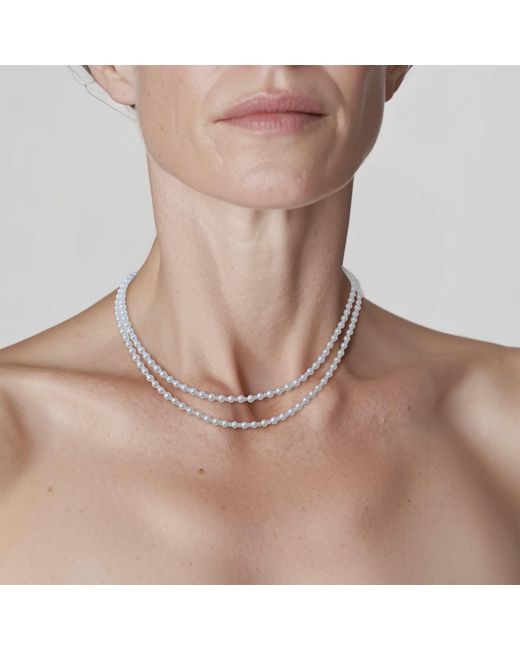 Bombyx House Metallic Birthstone April Pearl Moonstone Double Long Necklace